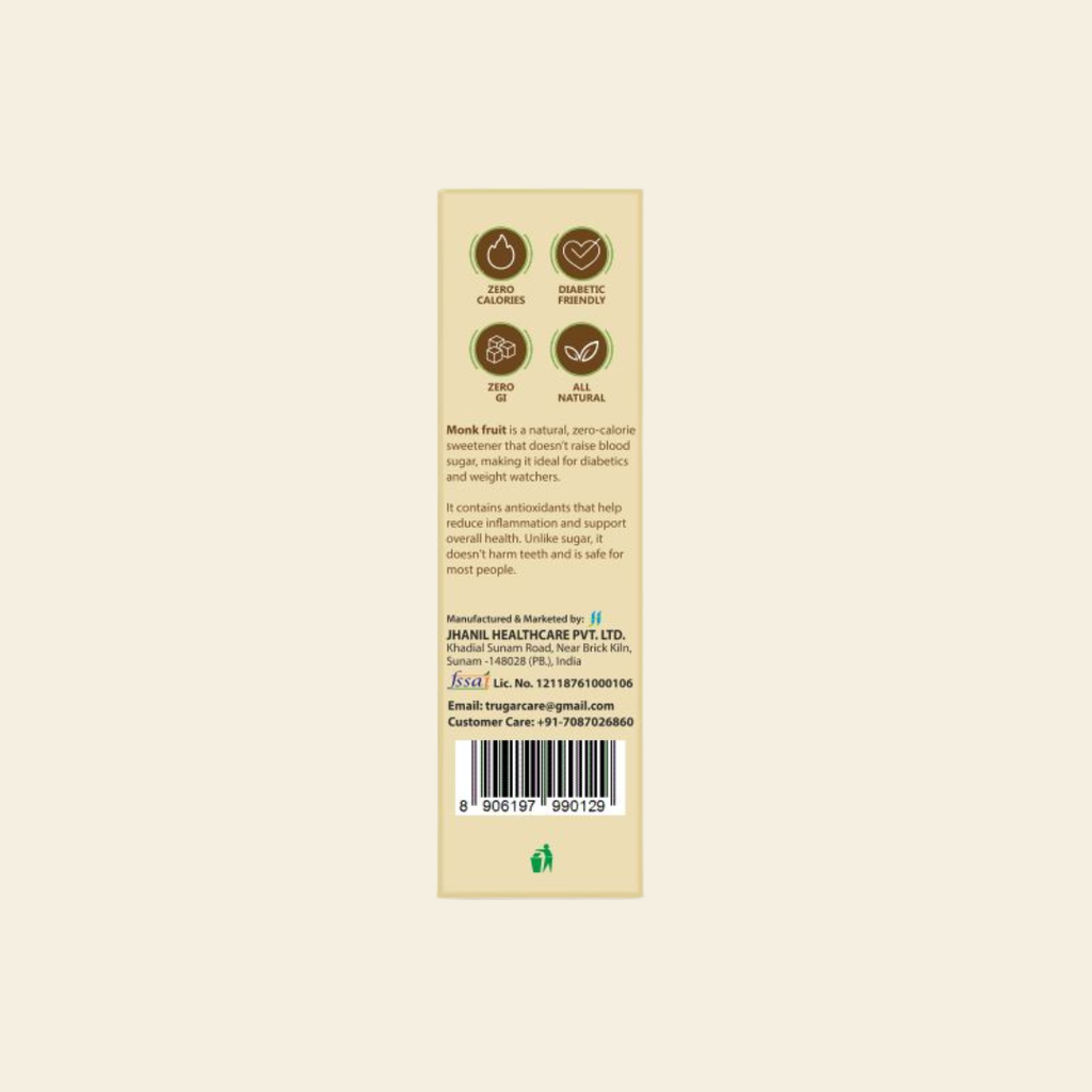 Trugar Natural Monk Fruit Sweetener 50 Sachets | Pack of 3