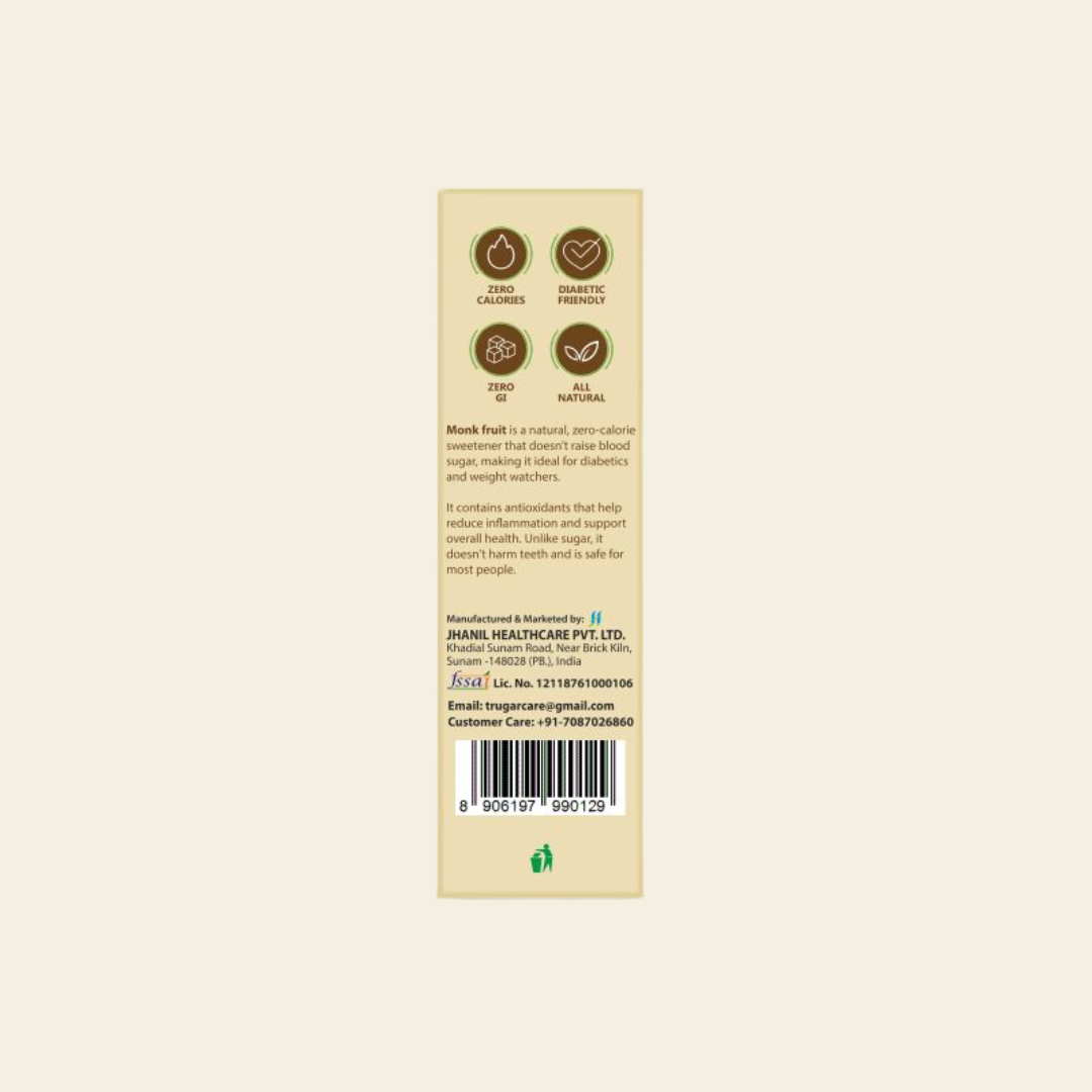 Trugar Natural Monk Fruit Sweetener 50 Sachets | Pack of 2